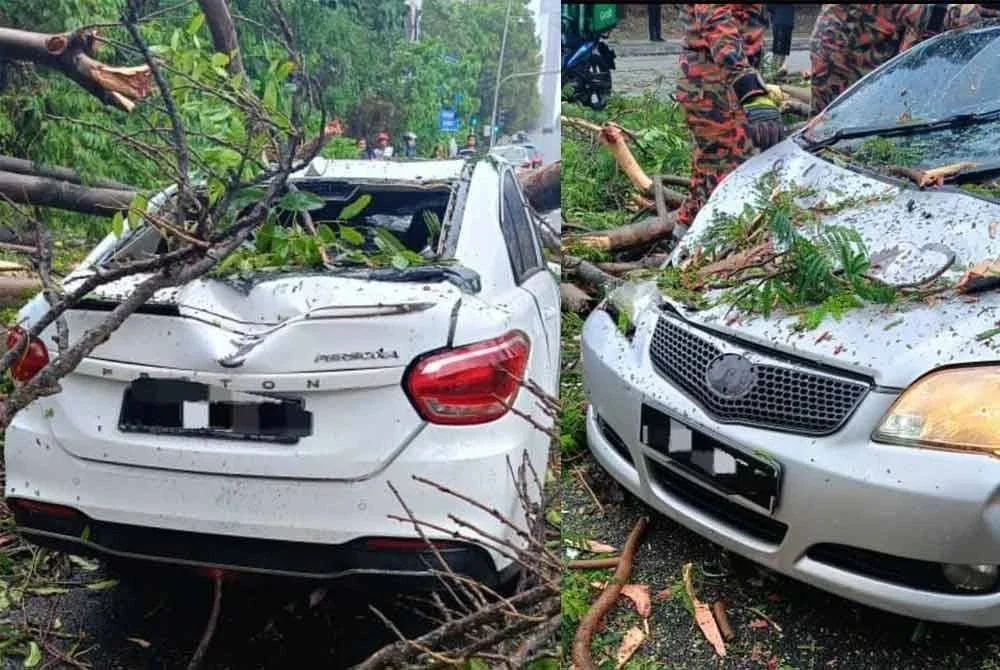 Antara kenderaan terlibat dalam kejadian ribut dan hujan lebat sekitar ibu negara pada Rabu.