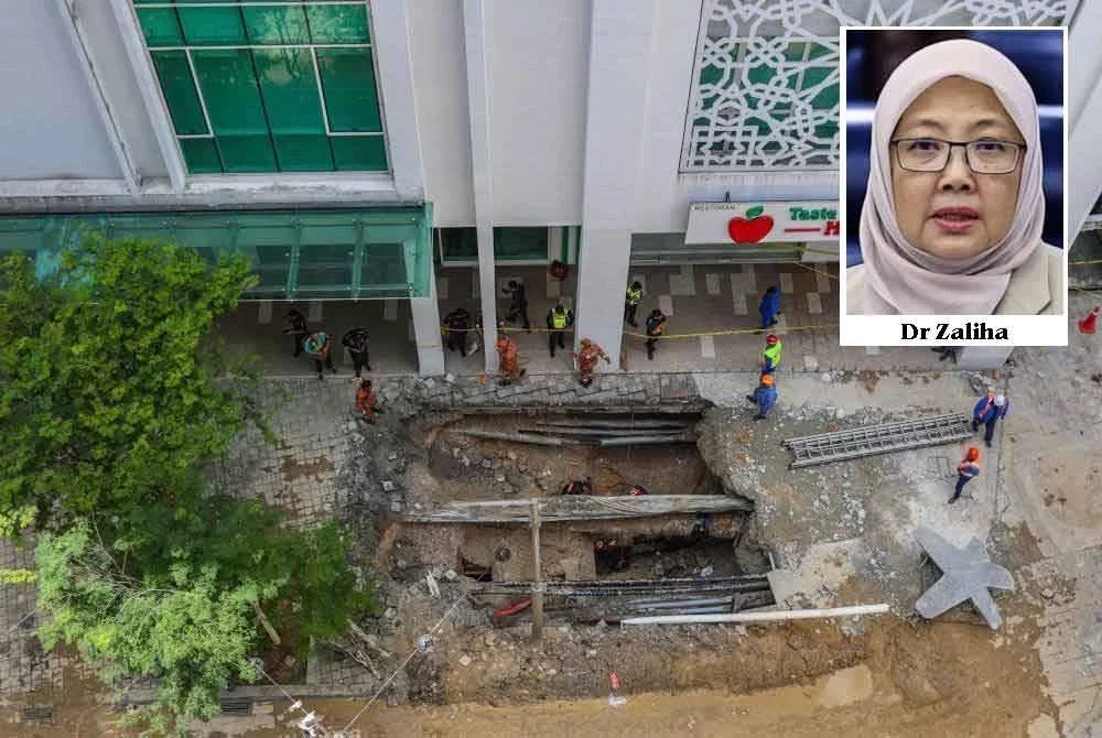 DBKL sahkan lubang benam di Jalan Masjid India berpunca daripada paip pembetungan reput dan tanah tidak stabil. - Gambar fail Bernama