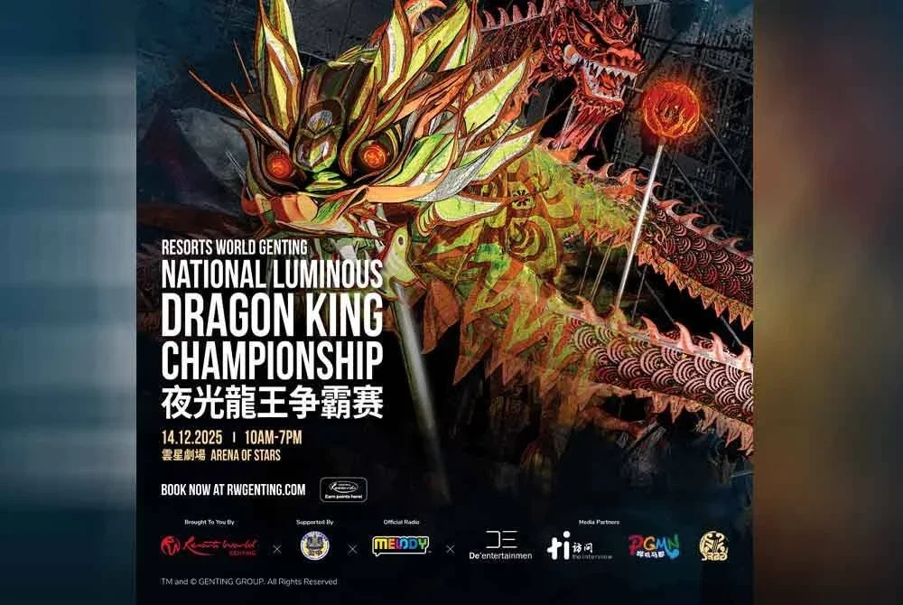 Resorts World Genting National Luminous Dragon King Championship 2025 bakal menghimpunkan 20 pasukan tarian naga terbaik Malaysia di Arena of Stars pada 14 Disember ini.
