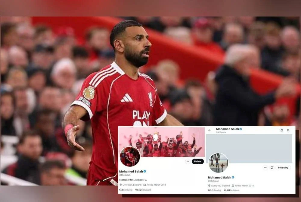 Salah membuang gambar Liverpool di laman X miliknya.