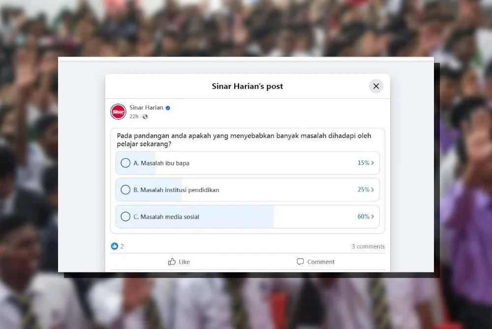 Poll yang yang dijalankan Sinar Harian dalam tempoh 24 jam.