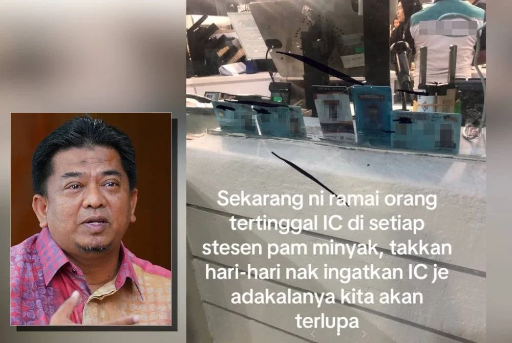 Tular di media sosial orang ramai yang tertinggal MyKad selepas mengisi minyak. Foto TIK TOK @Masterkie1971 (Gambar kecil: Badrul Hisham)