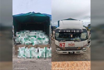 PPM Wilayah Tiga, Pengkalan Kubor mematahkan cubaan menyeludup 10 tan beras putih import di Jalan Kasban Kampung Nibong, Simpangan, Tumpat pada Khamis. Foto: PPM Wilayah Tiga