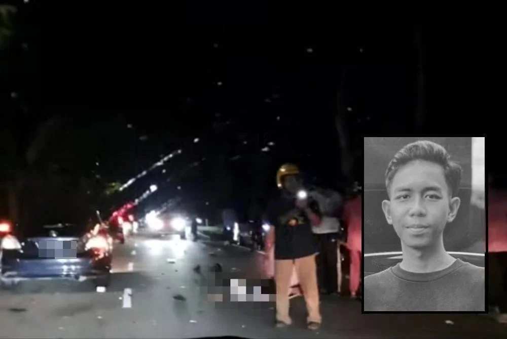 Keadaan di lokasi kemalangan yang meragut empat nyawa di Jalan Muar-Segamat, Tangkak pada malam Jumaat.