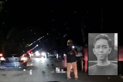 Keadaan di lokasi kemalangan yang meragut empat nyawa di Jalan Muar-Segamat, Tangkak pada malam Jumaat.