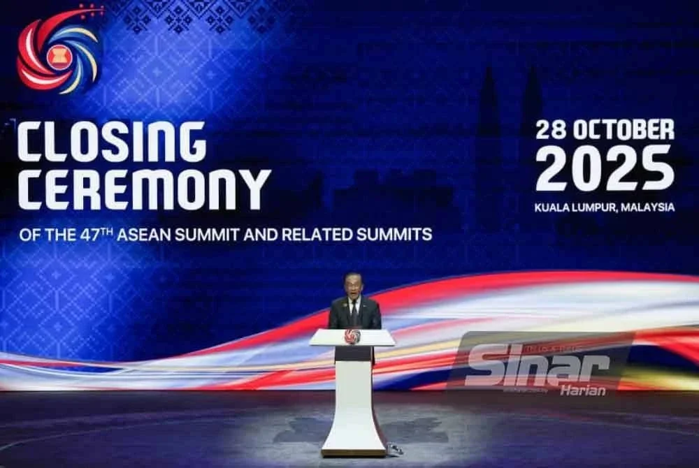 Anwar ketika berucap pada Majlis Penutup Sidang Kemuncak ASEAN ke-47 di Pusat Konvensyen Kuala Lumpur (KLCC) pada Selasa. - Foto: SINAR HARIAN/ ROSLI TALIB