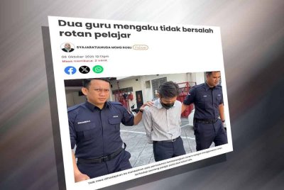 Laporan Sinar Harian mengenai pendakwaan terhadap guru terbabit.