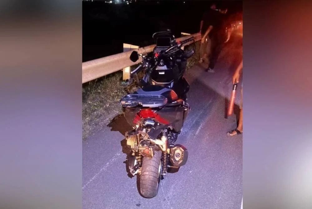 Keadaan motosikal dinaiki mangsa.