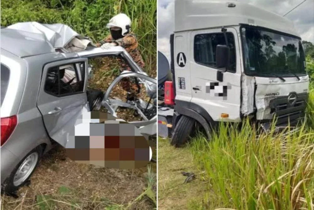 Dua beradik maut apabila kereta yang mereka naiki terlibat dalam kemalangan jalan raya dengan sebuah lori tangki minyak.