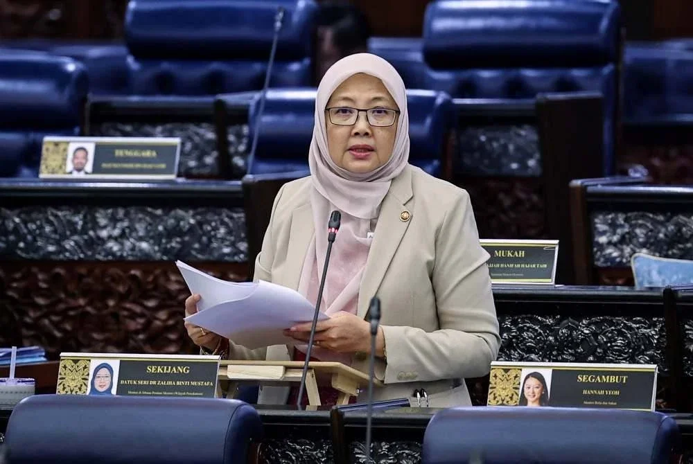 Menteri di Jabatan Perdana Menteri (Wilayah Persekutuan) Datuk Seri Dr Zaliha Mustafa ketika sesi pertanyaan-pertanyaan bagi jawab lisan pada Mesyuarat Ketiga Penggal Ketiga, Majlis Parlimen ke-15 Dewan Rakyat di Bangunan Parlimen pada Rabu. Foto Bernama 
