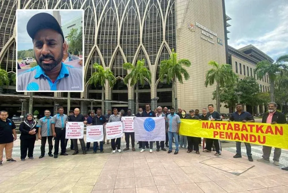 Ahli-ahli TPAD hadir ke Kementerian Kewangan bagi menyerahkan memorandum berhubung subsidi RON95 kepada Amir Hamzah di Putrajaya pada Khamis. Gambar kecil: Nantha