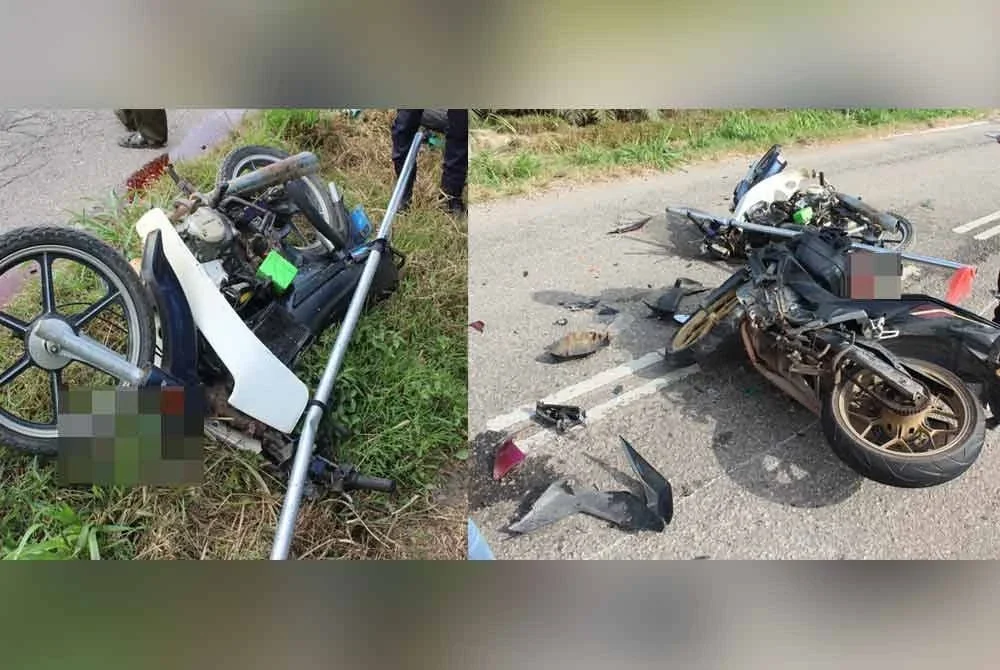Keadaan motosikal yang terbabit dalam kemalangan tersebut. Foto IPD Batu Pahat
