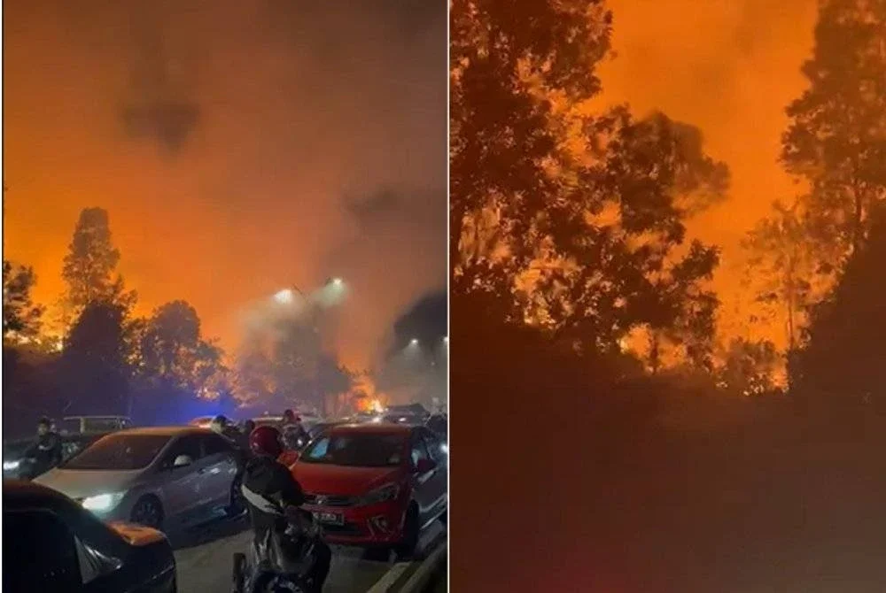 Tangkap layar video kebakaran yang dikongsi pengguna media sosial.