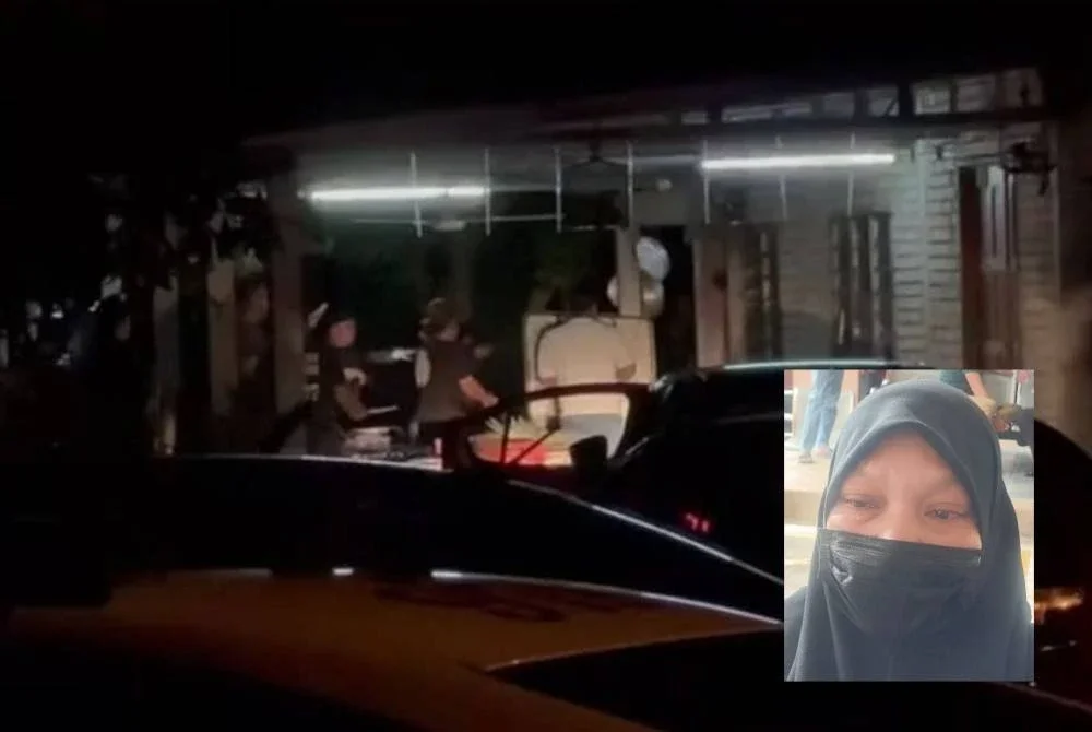 Suspek berjaya ditahan di rumahnya selepas dipujuk anggota polis. Gambar kecil: Marliana