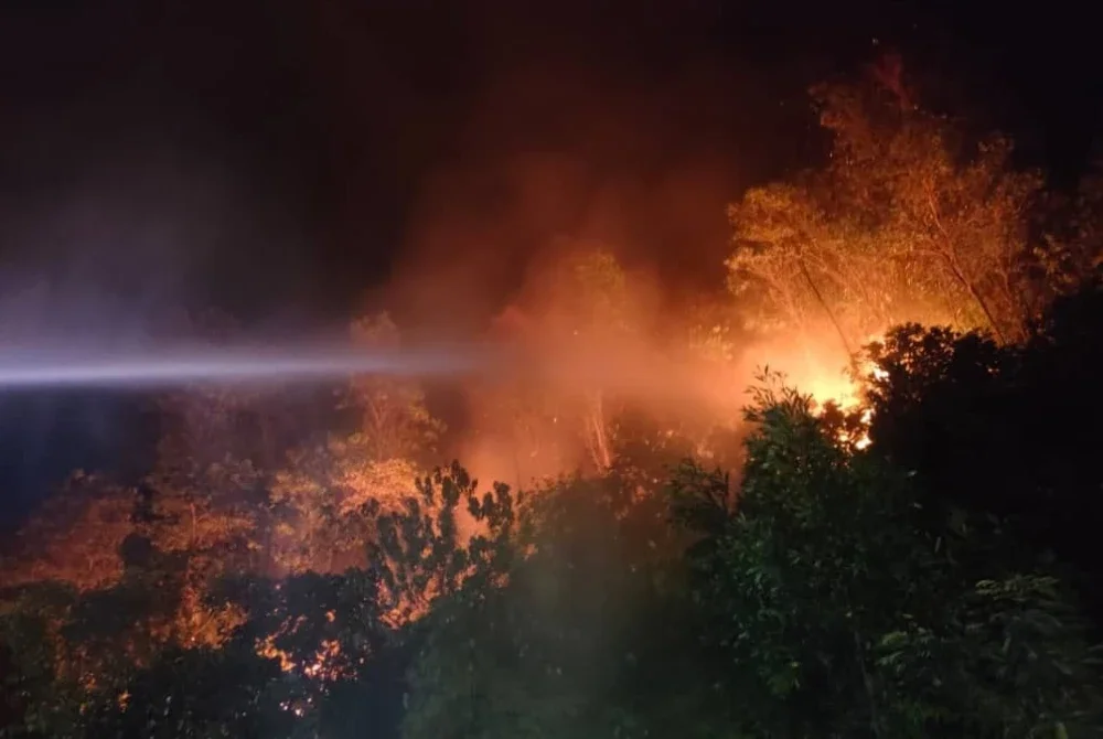 Keadaan kebakaran hutan di Gombak pada Sabtu. -Foto: JBPM Selangor