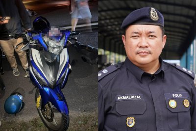 Motosikal Yamaha 135LC terlibat dalam kemalangan di Lebuhraya WCE, Kuala Langat pada Jumaat. - Mohd Akmalrizal (kanan) - Foto: Tular