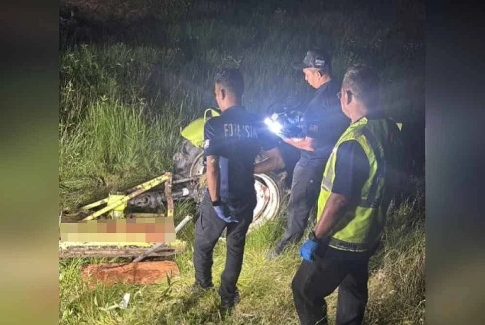 Lokasi mangsa ditemukan maut dipercayai akibat terjatuh dari traktor.