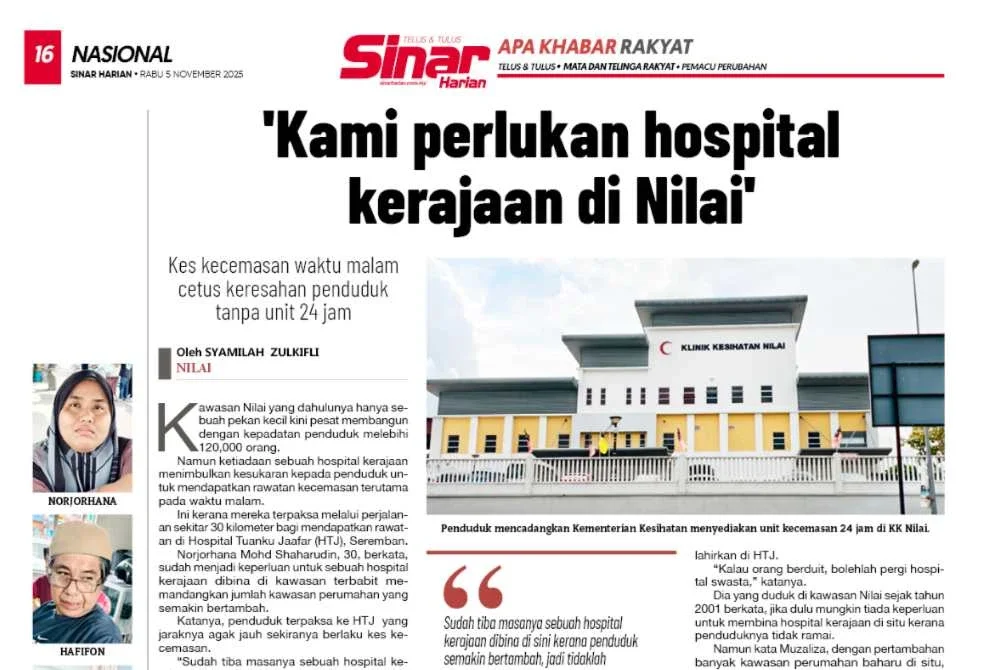 Laporan Sinar Harian pada 7 November lalu.