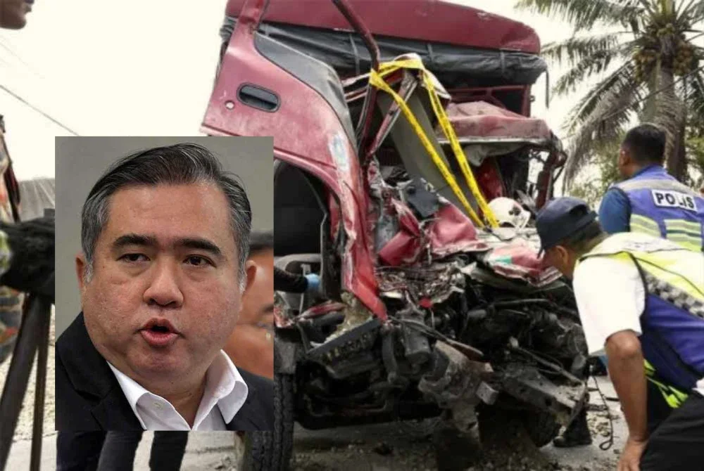 Punca utama nahas yang meragut sembilan nyawa anggota FRU di Teluk Intan, Perak Mei lalu disebabkan lori 'tipper' yang membawa batu kerikil melebihi 70 peratus atau 40,960kg daripada had Berat Dengan Muatan (BDM) yang dibenarkan. Anthony Loke (Gambar kecil)