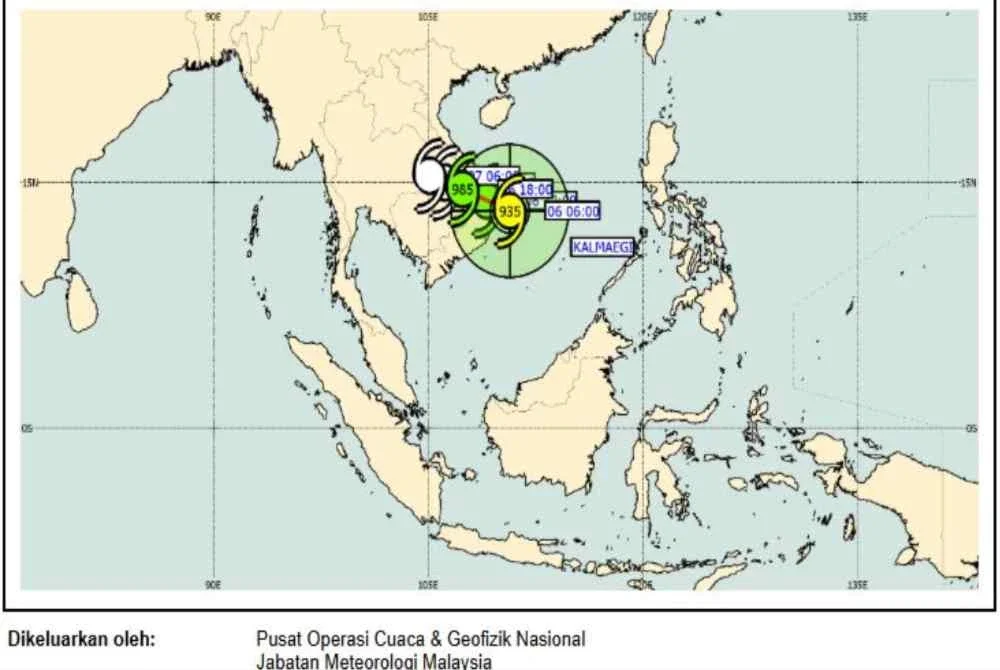 Laporan MetMalaysia yang dikeluarkan pada 2.45 petang Khamis.