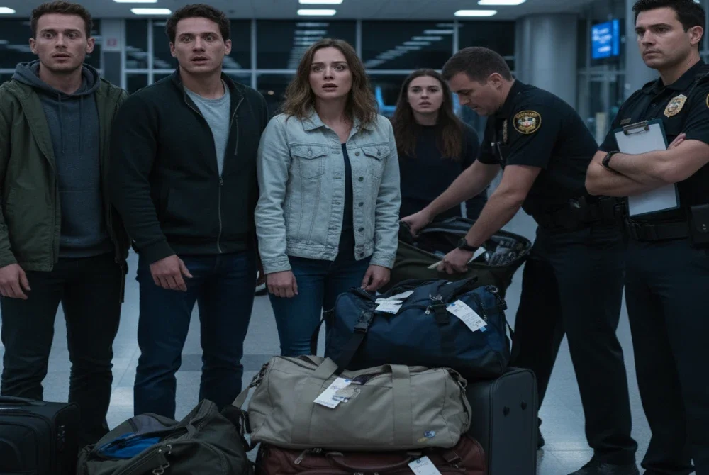 Gambaran situasi anak muda ditahan di lapangan terbang kerana menyeludup dadah. Foto dijana Google AI Studio.