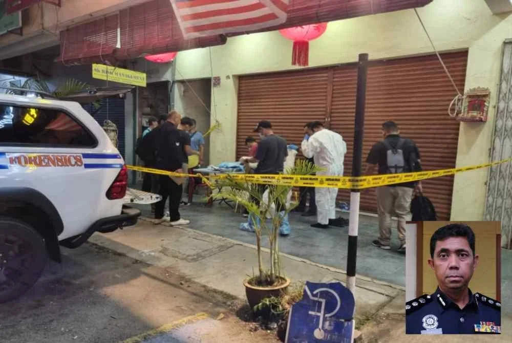 Pasukan forensik menjalankan siasatan di lokasi kejadian pada Khamis. Gambar kecil: Muhamad Farid