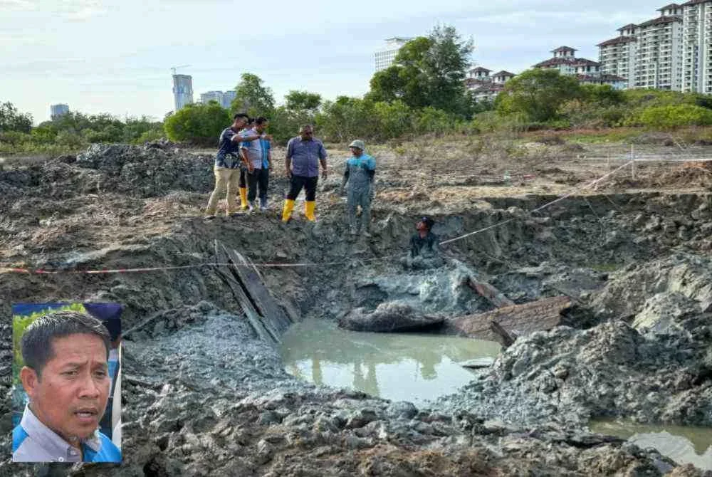 Lokasi kajian kapal purba Melaka berhampiran Pulau Melaka di sini. Gambar kecil: Mohamad Muda
