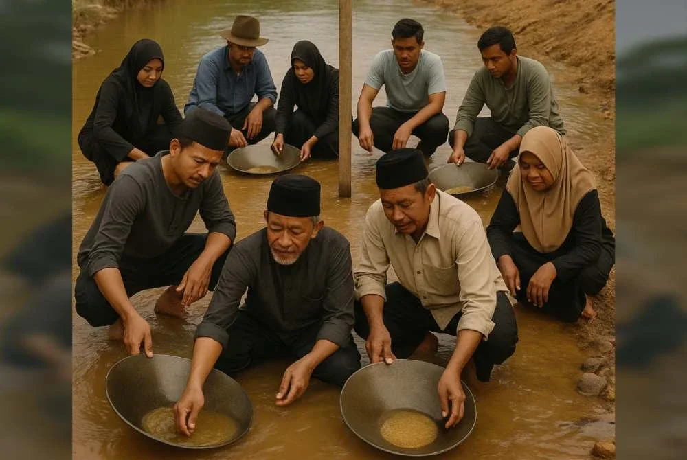 Hanya rakyat Kelantan dibenarkan mendulang emas di negeri ini. - Foto AI.