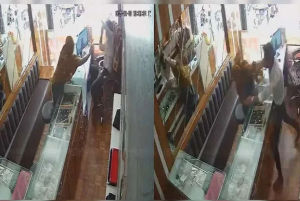 Rakaman CCTV menunjukkan wanita itu ditampar berkali-kali.- Foto Agensi