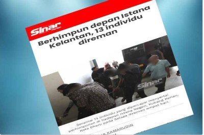 Tangkap layar laporan akhbar Sinar Harian semasa kali pertama kesemua suspek direman di Mahkamah Majistret Kota Bharu.
