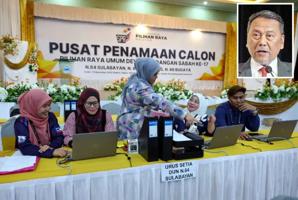 Sebanyak 23 parti politik bertanding dalam PRN Sabah pada kali ini. Gambar kecil: Ramlan