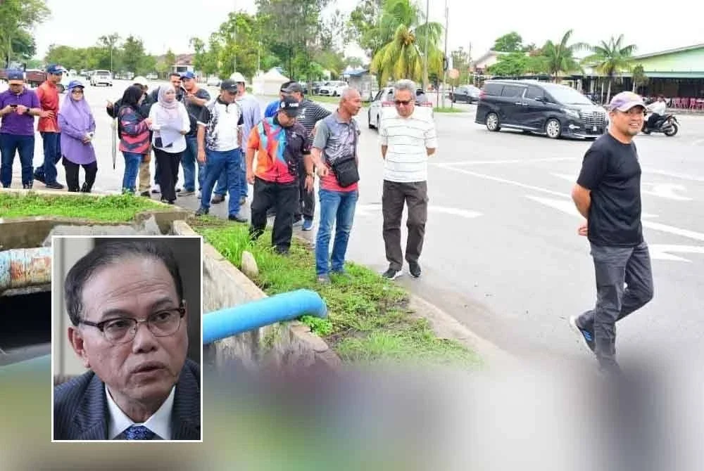Lawatan tapak yang diketuai Nazri meneliti kerosakan dan permasalahan pada longkang utama serta masalah banjir berulang yang menjejaskan penduduk setempat. - Foto: FB Pejabat SUK Pahang, gambar kecil: Wan Rosdy