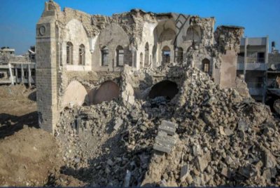 Qasr al-Basha di Gaza kini tinggal runtuhan selepas serangan tentera Israel. -Agensi