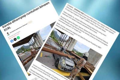 Insiden runtuhan binaan projek Laluan Rel Pantai Timur (ECRL) di Lebuhraya Lingkaran Tengah 2 (MRR2) di Batu Caves pada Selasa.