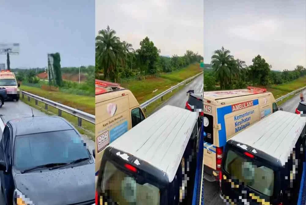 Tangkap layar video tular
memaparkan beberapa kenderaan didakwa menghalang laluan sebuah ambulans di lorong kecemasan Lebuhraya Utara- Selatan, arah utara dekat Pagoh.