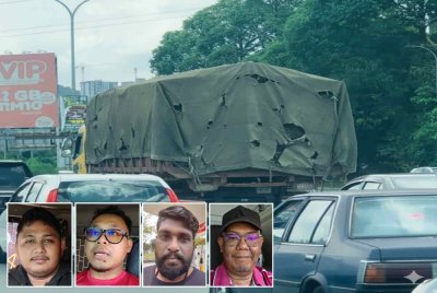 Kenderaan berat dengan lebih muatan mengundang bahaya buat pengguna jalan raya lain. Gambar kecil dari kiri: Haikal, Esma, Siva dan Azrul.