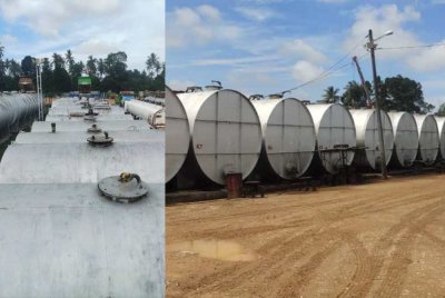 Pemeriksaan lanjut menemukan 56 skid tank berisi minyak hitam dengan jumlah keseluruhan 1,321,000 liter.