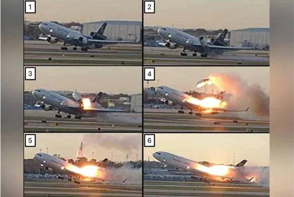 Imej dramatik yang baru didedahkan menunjukkan enjin sebuah pesawat kargo UPS tercabut dari sayap sebelum meletup dan terhempas semasa berlepas awal bulan ini, mengorbankan 14 orang dan mencederakan 23 yang lain.Foto AP