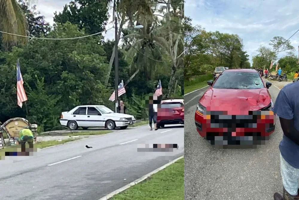 Dua kanak-kanak maut selepas dirempuh sebuah kereta semasa menunggang basikal. Foto tular