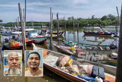 Bot fiber diikat pada jeti ketika setiap kali musim tengkujuh. Gambar kecil: Mohamad Jamali (kanan) dan Mohamad