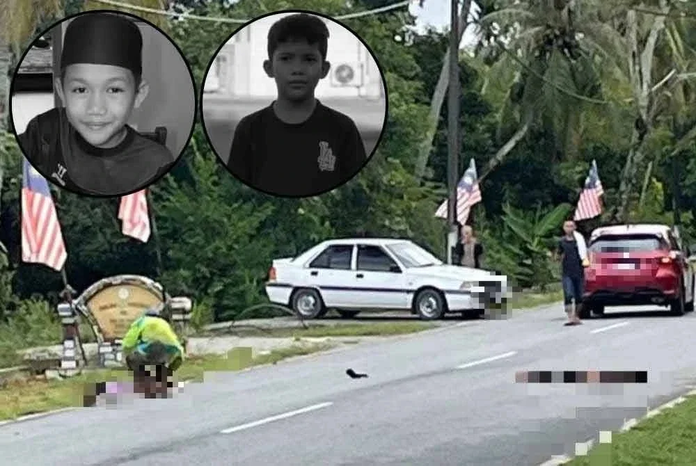 Dua kanak-kanak lelaki maut selepas basikal mereka dirempuh sebuah kereta di Kampung Sedaka Tengah, Yan.