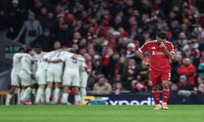 Reaksi pemain Liverpool, Mohamed Salah ketika perlawanan bertemu Forest. FOTO: AFP
