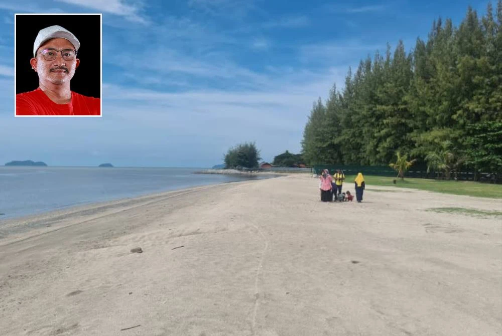 Pantai Tanjung Dawai yang bakal menjadi lokasi pertandingan Sabtu ini. Gambar kecil: Mohd Salleh.