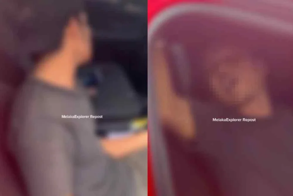 Keadaan lelaki berkenaan selepas melanggar belakang kereta Honda Civic dalam kejadian Ahad.