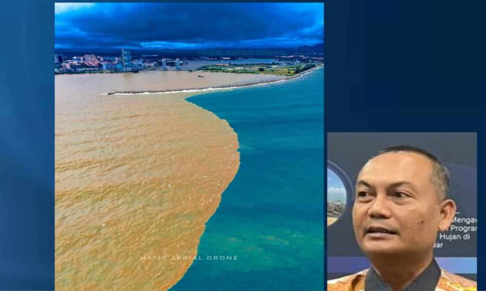Pada Ahad tular gambar di media sosial memaparkan pertembungan air sungai dan laut. Gambar kecil: Ir Osman Abdullah