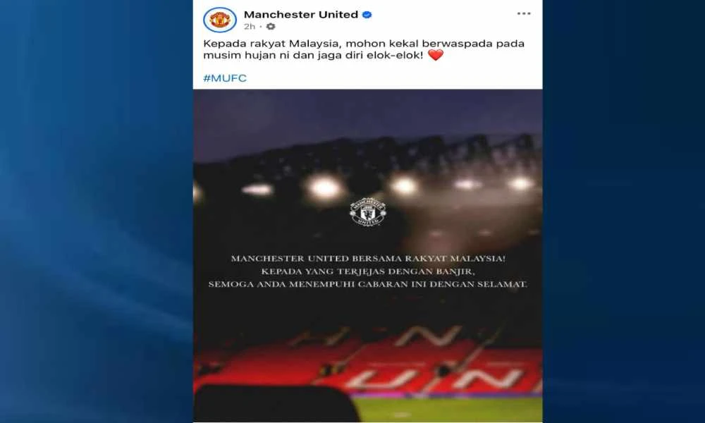 Hantaran Facebook kelab Manchester United pada Isnin
