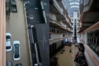 Kawasan berdekatan hotel yang menempatkan pelajar UUM dinaiki air.