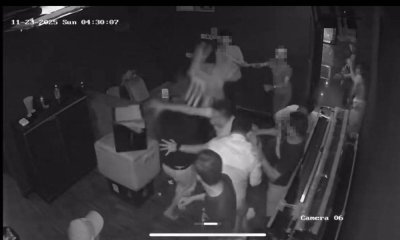 Tangkap layar video tular memaparkan pergaduhan di sebuah pusat hiburan. 