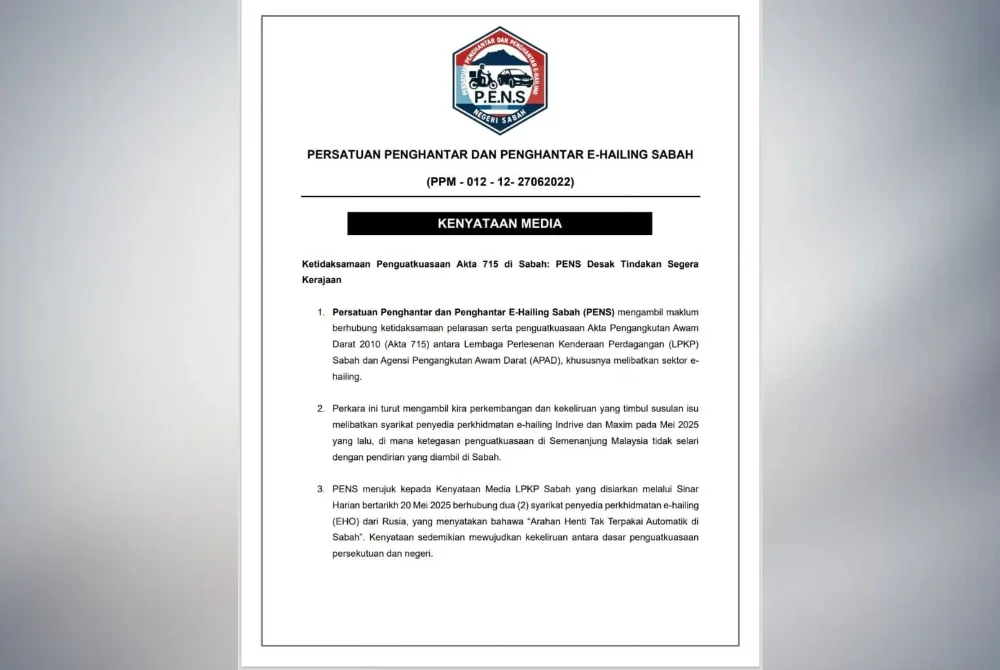 Kenyataan PENS pada Selasa.