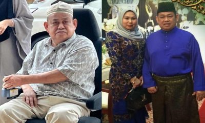 Nozula hadir dengan berkerusi roda di Mahkamah Rendah Syariah, Gua Musang pada Selasa. Gambar kanan: Nozula ketika masih sihat bersama Mastura